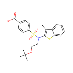 Cc1c(N(CCOC(C)(C)C)S(=O)(=O)c2ccc(C(=O)O)cc2)sc2ccccc12 ZINC000115233213