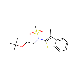 Cc1c(N(CCOC(C)(C)C)S(C)(=O)=O)sc2ccccc12 ZINC000115232995