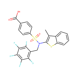 Cc1c(N(Cc2c(F)c(F)c(F)c(F)c2F)S(=O)(=O)c2ccc(C(=O)O)cc2)sc2ccccc12 ZINC000115229929