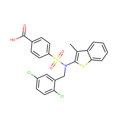 Cc1c(N(Cc2cc(Cl)ccc2Cl)S(=O)(=O)c2ccc(C(=O)O)cc2)sc2ccccc12 ZINC000115231677