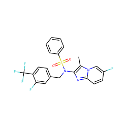 Cc1c(N(Cc2ccc(C(F)(F)F)c(F)c2)S(=O)(=O)c2ccccc2)nc2ccc(F)cn12 ZINC000167637621