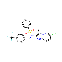 Cc1c(N(Cc2ccc(C(F)(F)F)cc2)S(=O)(=O)c2ccccc2)nc2ccc(Cl)cn12 ZINC000167640857