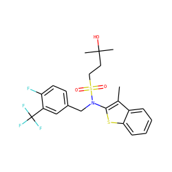 Cc1c(N(Cc2ccc(F)c(C(F)(F)F)c2)S(=O)(=O)CCC(C)(C)O)sc2ccccc12 ZINC000115228977