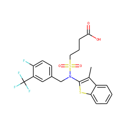 Cc1c(N(Cc2ccc(F)c(C(F)(F)F)c2)S(=O)(=O)CCCC(=O)O)sc2ccccc12 ZINC000115230661