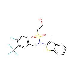 Cc1c(N(Cc2ccc(F)c(C(F)(F)F)c2)S(=O)(=O)CCO)sc2ccccc12 ZINC000115235635