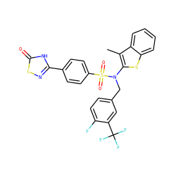 Cc1c(N(Cc2ccc(F)c(C(F)(F)F)c2)S(=O)(=O)c2ccc(-c3nsc(=O)[nH]3)cc2)sc2ccccc12 ZINC000059069018