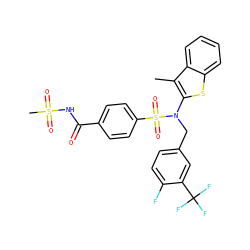 Cc1c(N(Cc2ccc(F)c(C(F)(F)F)c2)S(=O)(=O)c2ccc(C(=O)NS(C)(=O)=O)cc2)sc2ccccc12 ZINC000115230720