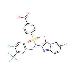 Cc1c(N(Cc2ccc(F)c(C(F)(F)F)c2)S(=O)(=O)c2ccc(C(=O)O)cc2)nc2ccc(F)cn12 ZINC000147660821