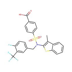 Cc1c(N(Cc2ccc(F)c(C(F)(F)F)c2)S(=O)(=O)c2ccc(C(=O)O)cc2)sc2ccccc12 ZINC000043202441