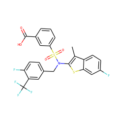 Cc1c(N(Cc2ccc(F)c(C(F)(F)F)c2)S(=O)(=O)c2cccc(C(=O)O)c2)sc2cc(F)ccc12 ZINC000115233925