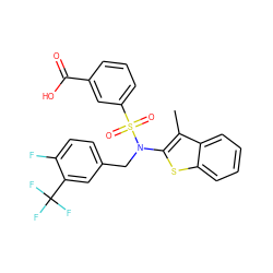 Cc1c(N(Cc2ccc(F)c(C(F)(F)F)c2)S(=O)(=O)c2cccc(C(=O)O)c2)sc2ccccc12 ZINC000115234489