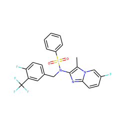 Cc1c(N(Cc2ccc(F)c(C(F)(F)F)c2)S(=O)(=O)c2ccccc2)nc2ccc(F)cn12 ZINC000167638871