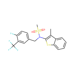 Cc1c(N(Cc2ccc(F)c(C(F)(F)F)c2)S(C)(=O)=O)sc2ccccc12 ZINC000115232137