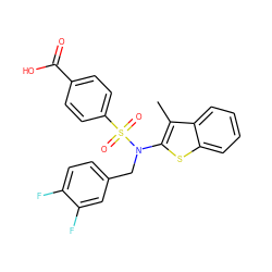 Cc1c(N(Cc2ccc(F)c(F)c2)S(=O)(=O)c2ccc(C(=O)O)cc2)sc2ccccc12 ZINC000115232690