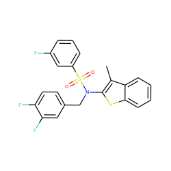 Cc1c(N(Cc2ccc(F)c(F)c2)S(=O)(=O)c2cccc(F)c2)sc2ccccc12 ZINC000115230247