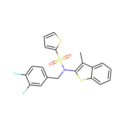 Cc1c(N(Cc2ccc(F)c(F)c2)S(=O)(=O)c2cccs2)sc2ccccc12 ZINC000115230430