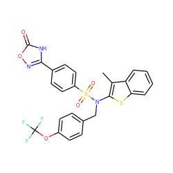 Cc1c(N(Cc2ccc(OC(F)(F)F)cc2)S(=O)(=O)c2ccc(-c3noc(=O)[nH]3)cc2)sc2ccccc12 ZINC000115232100