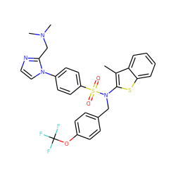 Cc1c(N(Cc2ccc(OC(F)(F)F)cc2)S(=O)(=O)c2ccc(-n3ccnc3CN(C)C)cc2)sc2ccccc12 ZINC000115230992