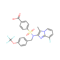 Cc1c(N(Cc2ccc(OC(F)(F)F)cc2)S(=O)(=O)c2ccc(C(=O)O)cc2)nc2c(F)cccn12 ZINC001772649918