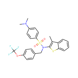 Cc1c(N(Cc2ccc(OC(F)(F)F)cc2)S(=O)(=O)c2ccc(N(C)C)cc2)sc2ccccc12 ZINC000115231155