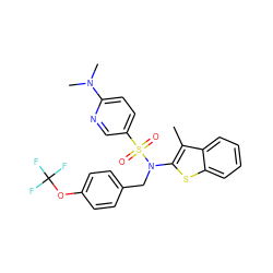 Cc1c(N(Cc2ccc(OC(F)(F)F)cc2)S(=O)(=O)c2ccc(N(C)C)nc2)sc2ccccc12 ZINC000115250520