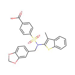 Cc1c(N(Cc2ccc3c(c2)OCO3)S(=O)(=O)c2ccc(C(=O)O)cc2)sc2ccccc12 ZINC000115230979