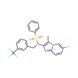 Cc1c(N(Cc2cccc(C(F)(F)F)c2)S(=O)(=O)c2ccccc2)nc2ccc(Cl)cn12 ZINC000167640984