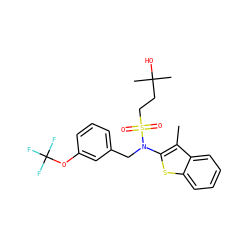 Cc1c(N(Cc2cccc(OC(F)(F)F)c2)S(=O)(=O)CCC(C)(C)O)sc2ccccc12 ZINC000115231416