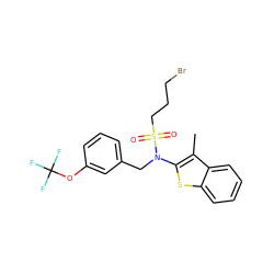 Cc1c(N(Cc2cccc(OC(F)(F)F)c2)S(=O)(=O)CCCBr)sc2ccccc12 ZINC000115231636