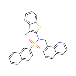 Cc1c(N(Cc2cccc3cccnc23)S(=O)(=O)c2ccc3ncccc3c2)sc2ccccc12 ZINC000115230501