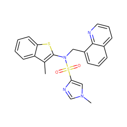 Cc1c(N(Cc2cccc3cccnc23)S(=O)(=O)c2cn(C)cn2)sc2ccccc12 ZINC000115231411