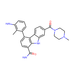 Cc1c(N)cccc1-c1ccc(C(N)=O)c2[nH]c3cc(C(=O)N4CCN(C)CC4)ccc3c12 ZINC000113172030