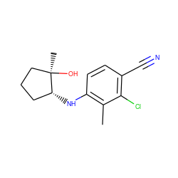 Cc1c(N[C@@H]2CCC[C@@]2(C)O)ccc(C#N)c1Cl ZINC000145331839