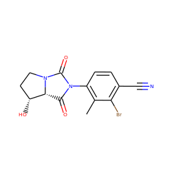 Cc1c(N2C(=O)[C@@H]3[C@H](O)CCN3C2=O)ccc(C#N)c1Br ZINC000028704387