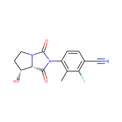 Cc1c(N2C(=O)[C@@H]3[C@H](O)CCN3C2=O)ccc(C#N)c1F ZINC000028704386