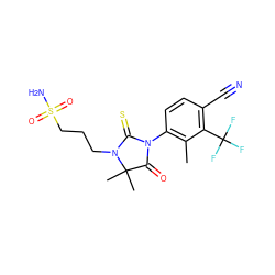 Cc1c(N2C(=O)C(C)(C)N(CCCS(N)(=O)=O)C2=S)ccc(C#N)c1C(F)(F)F ZINC000038269419