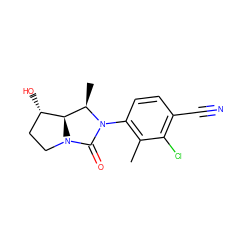 Cc1c(N2C(=O)N3CC[C@H](O)[C@H]3[C@H]2C)ccc(C#N)c1Cl ZINC000014967221