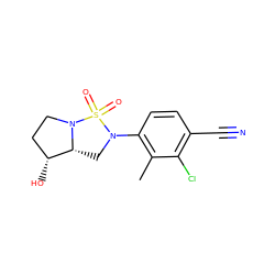 Cc1c(N2C[C@@H]3[C@H](O)CCN3S2(=O)=O)ccc(C#N)c1Cl ZINC000028822687