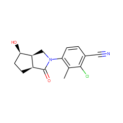 Cc1c(N2C[C@H]3[C@H](CC[C@H]3O)C2=O)ccc(C#N)c1Cl ZINC000014967209