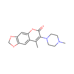 Cc1c(N2CCN(C)CC2)c(=O)oc2cc3c(cc12)OCO3 ZINC000045389378