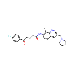 Cc1c(NC(=O)CCCC(=O)c2ccc(F)cc2)ccc2cc(CN3CCCC3)cnc12 ZINC000084687807