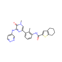 Cc1c(NC(=O)c2cc3c(s2)CCCC3)cccc1-c1cn(C)c(=O)c(Nc2ccnnc2)n1 ZINC000299865083