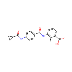 Cc1c(NC(=O)c2ccc(NC(=O)C3CC3)cc2)cccc1C(=O)O ZINC000006702345