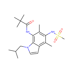 Cc1c(NS(C)(=O)=O)c(C)c2ccn(CC(C)C)c2c1NC(=O)C(C)(C)C ZINC000043012034