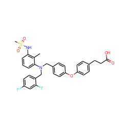 Cc1c(NS(C)(=O)=O)cccc1N(Cc1ccc(Oc2ccc(CCC(=O)O)cc2)cc1)Cc1ccc(F)cc1F ZINC000028331598