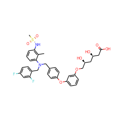 Cc1c(NS(C)(=O)=O)cccc1N(Cc1ccc(Oc2cccc(OC[C@@H](O)C[C@@H](O)CC(=O)O)c2)cc1)Cc1ccc(F)cc1F ZINC000028362567