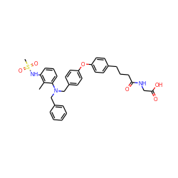 Cc1c(NS(C)(=O)=O)cccc1N(Cc1ccccc1)Cc1ccc(Oc2ccc(CCCC(=O)NCC(=O)O)cc2)cc1 ZINC000028342085