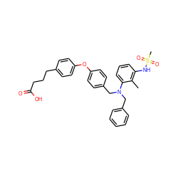 Cc1c(NS(C)(=O)=O)cccc1N(Cc1ccccc1)Cc1ccc(Oc2ccc(CCCC(=O)O)cc2)cc1 ZINC000028363967