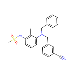 Cc1c(NS(C)(=O)=O)cccc1N(Cc1ccccc1)Cc1cccc(C#N)c1 ZINC000026280884