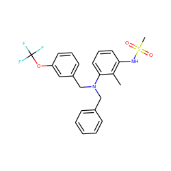 Cc1c(NS(C)(=O)=O)cccc1N(Cc1ccccc1)Cc1cccc(OC(F)(F)F)c1 ZINC000026290867